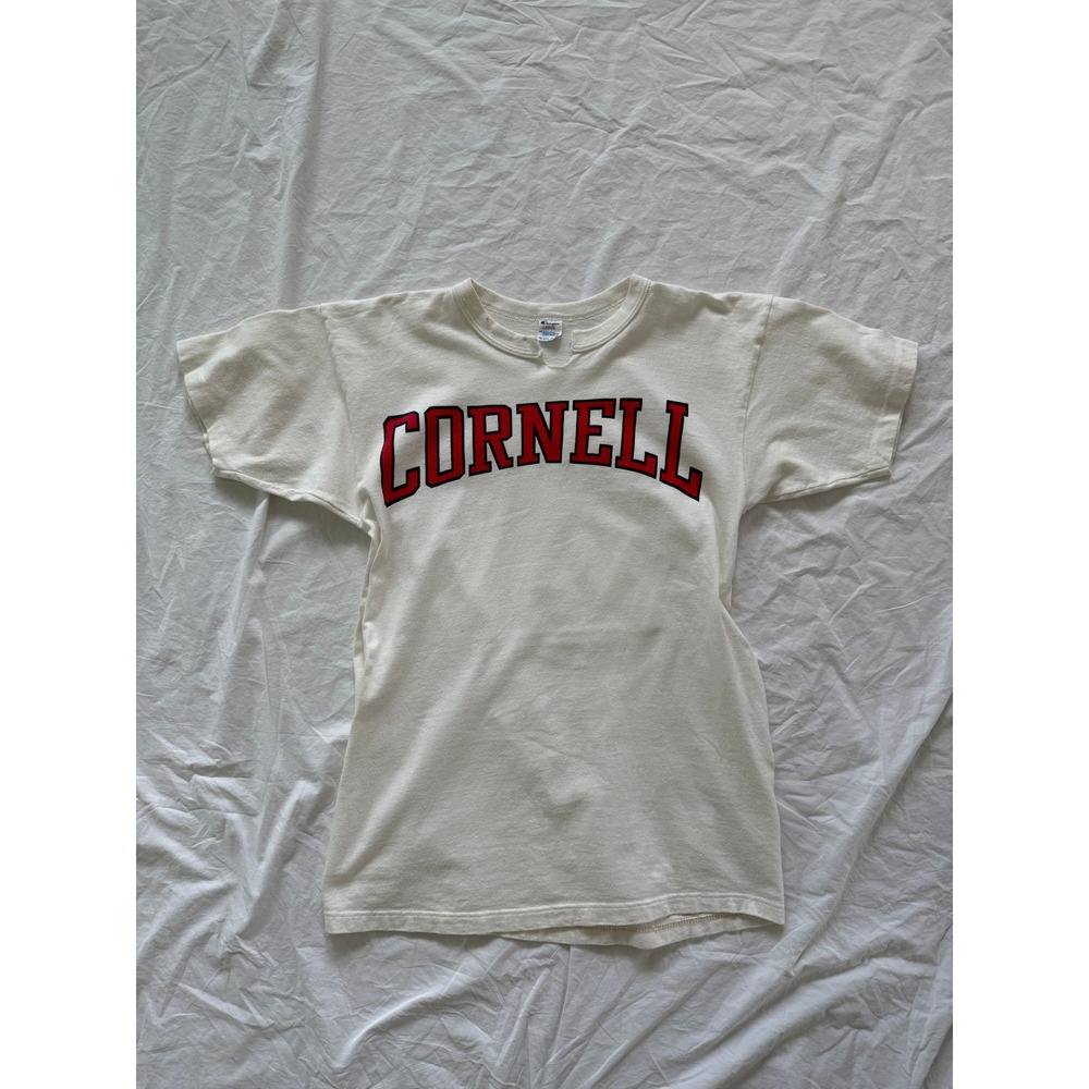 Vintage 80s Champion Cornell University T-Shirt White Made in USA